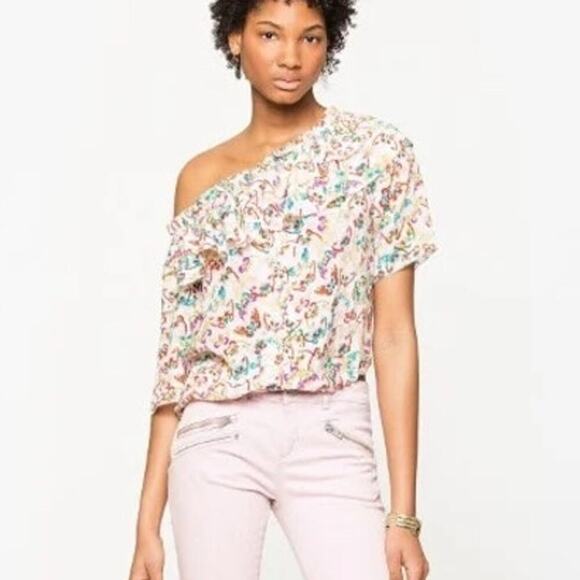 Zadig & Voltaire Butterfly Silk Blouse | Off Shoulder Ruffle Top Boho Romantic - Picture 2 of 16